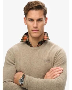 Superdry Essential Slim Fit Crew Jumper - Natural