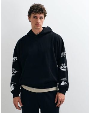 ASOS Extreme Oversized Hoodie With Sleeve Print - Black