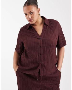 ONLY Chemise d'ensemble texturée effet froissé à manches courtes - chocolat - Violet