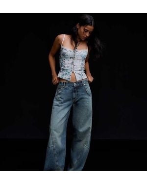 Bershka Petite Low-rise Barrel Jeans - Black