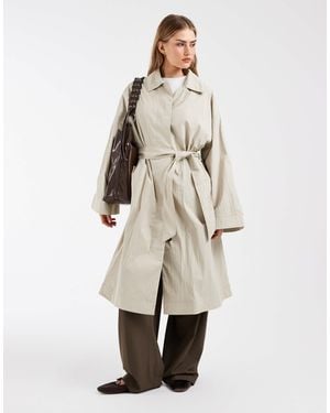 & Other Stories – maxi-car-coat aus baumwolle - Natur