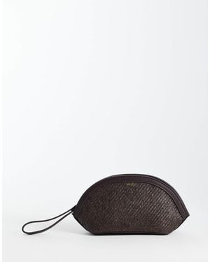 Mango Raffia Look Oval Clutch Bag - Brown