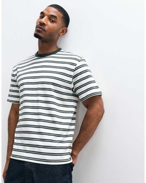 Only & Sons Relaxed-Fit T-Shirt Met Korte Mouwen En-Groene Streep - Grijs