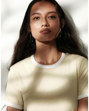 ARKET Slim Fit Ribbed T-shirt With Trim - White