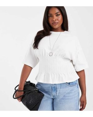 ONLY Ruched Cinched Waist Top - White