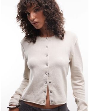 Weekday – figurbetonte strickjacke aus wollmix - Natur