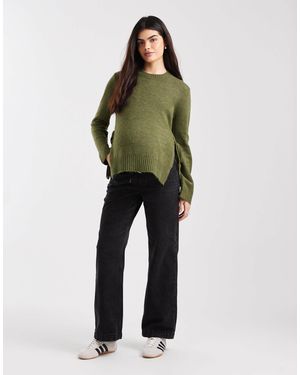 Mama.licious Mamalicious Maternity Under The Bump Adjustable Waist Wide Leg Jeans - Green