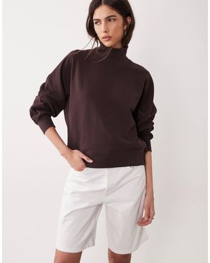 ARKET High Neck Sweatshirt With Deep Cuff - Brown