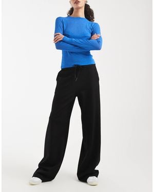 Vero Moda Tie Waist Pull On Jersey Wide Leg Trouser - Blue