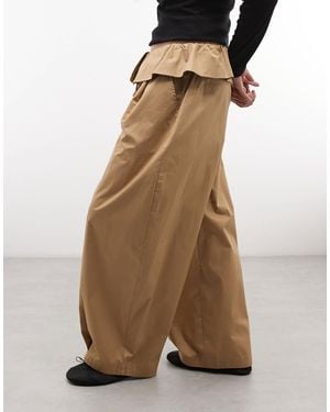 ASOS Foldover Waist Detail Pants - Natural