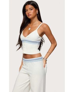 Edikted Miya Stripey Ribbed Knit Tank Top - Blue