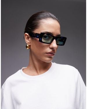 TOPSHOP Premium Zanzibar Rectangular Acetate Sunglasses - Gray