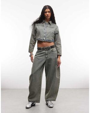Liquor N Poker Textured Denim Horseshoe Jeans Co-Ord - Grey