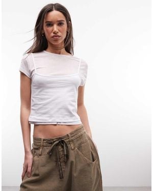 Collusion Short Sleeve Double Layer Tshirt - Brown