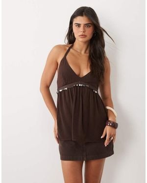 Hollister Boho Halterneck Babydoll Top - Brown