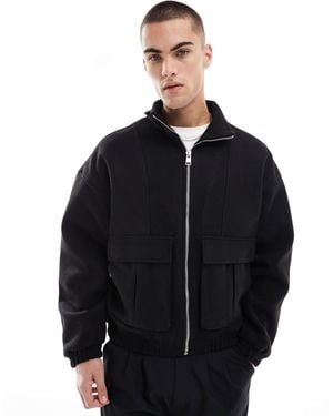 Bershka – elegante harrington-jacke - Schwarz
