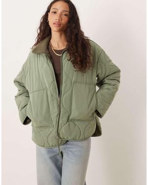 JJXX Serena High Neck Quilted Jacket - Green