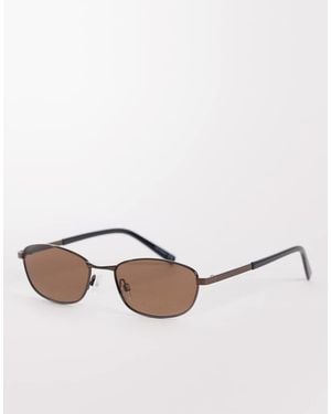 ASOS Rectangle Metal Sunglasses - Natural