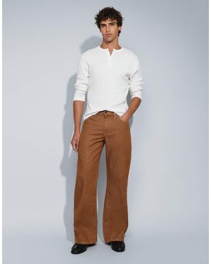 ASOS Jeans A Zampa Ampi Marroni - Bianco