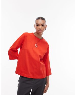 ARKET T-Shirt Pesante Rossa Con Maniche A 3/4 - Rosso