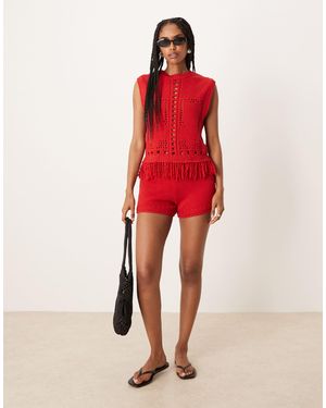 ASOS Open Stitch Shorts Co-ord - Red