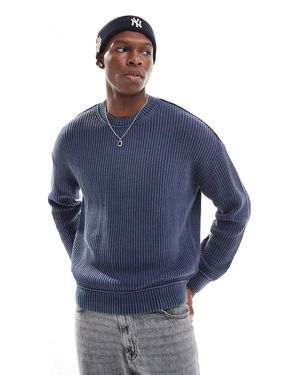 Hollister Boxy Fit Washed Chunky Rib Knit Sweater - Blue