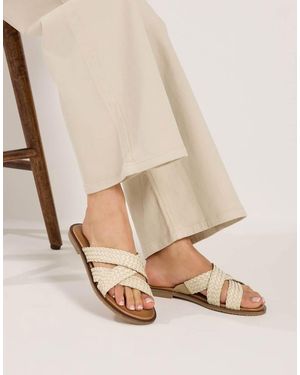 Long Tall Sally Faux Leather Woven Mule Sandals - Natural