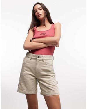 Dickies Pantalones Cortos De 7" A Rayas De Estilo Carpintero Hickory De - Rojo