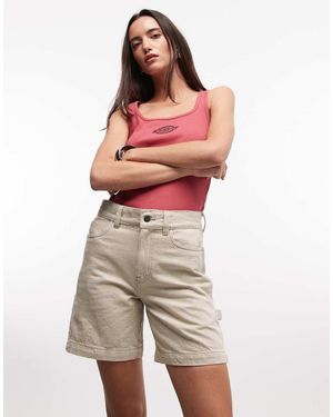 Dickies Timmermansshort Van 7 Inch Met Hickory-Strepen - Rood
