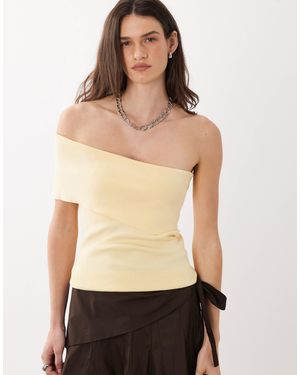 Mango One Shoulder Top - Natural
