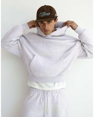 Bershka Boxy Fit Basic Hoodie - White