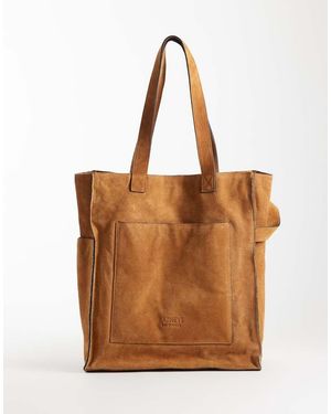 Barneys Originals Tan Real Suede Utility Tote Bag - Brown