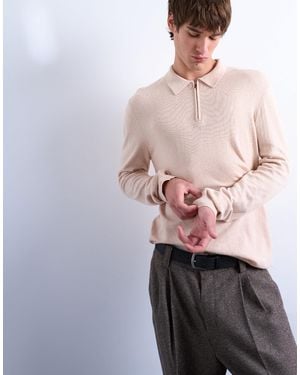 TOPMAN – essential – gestricktes polohemd - Pink