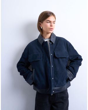 TOPSHOP – hochwertige jacke aus wildleder - Blau