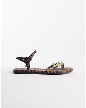 Public Desire Elina Strappy Flat Sandals With Sea Shells - White