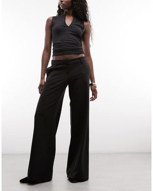 Monki Wide-leg-hose aus häkeloptik - Schwarz