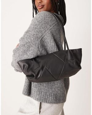 ASOS Leather Weave Elongated Tote Bag - Gray