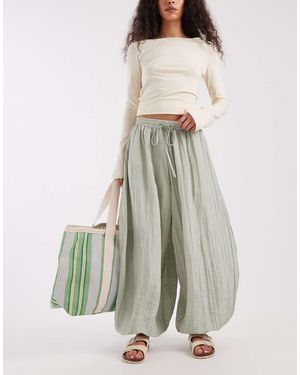 Daisy Street Pantalones Verde De Corte Globo Y Talle Bajo De