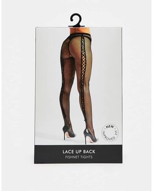 Ann Summers Lace Up Back Fishnet Crotchless Tights - White
