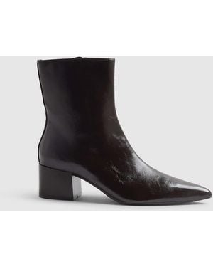 River Island Burgundy Point Toe Heeled Ankle Boots - Black