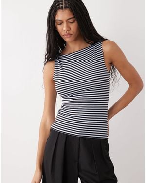 Weekday Annie Soft Boat Neck Sleeveless Top - Blue