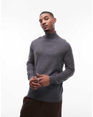 Mango Jersey De Manga Larga Con Cuello Alzado De Punto Fino De - Azul
