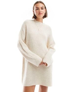 Pull&Bear Knitted Jumper Mini Dress - Natural