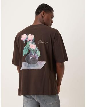 ASOS T-shirt oversize à motif fleuri peint - marron