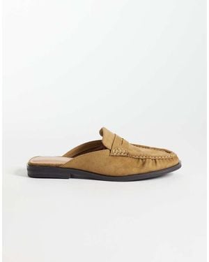 New Look Faux-suede Backless Loafers - White
