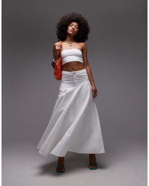TOPSHOP Denim Maxi Front Yoke Skirt - Grey