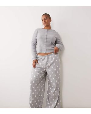 ASOS Asos Design Curve Conjunto De Pijama Acanalado De Manga Larga Con Estrellas En - Gris
