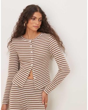 ASOS Cardigan A Maniche Lunghe Testurizzato A Righe - Grigio