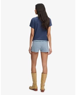 Superdry Athletic essentials - short en tissu éponge avec taille rabattue et rayures - bleu brouillard