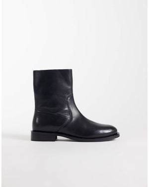 ASOS Alma leder-stiefeletten mit flacher sohle - Blau